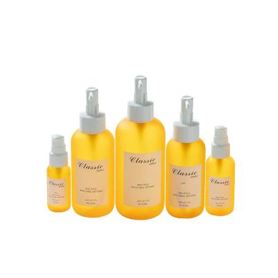 30/60/150/200/300ml Yellow Smooth Round-shouldered bottle with white pump for shampoo lotion bottle