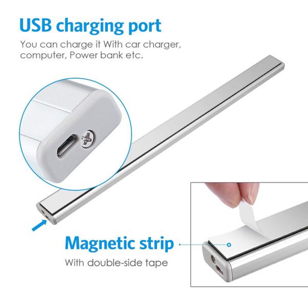 20 LED Under Cabinet Light Motion Sensor Rechargecable USB Night Light Closet Lamp Wardrobe Light for Indoor