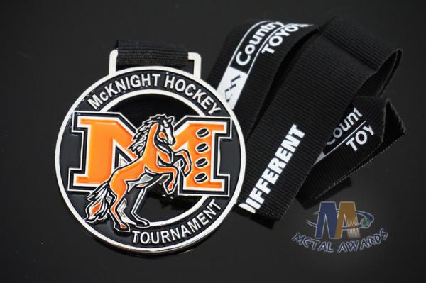 Mcknight Hockey Sports Club Die Cast Medals Medallion With Soft Enamel And Printing Ribbon