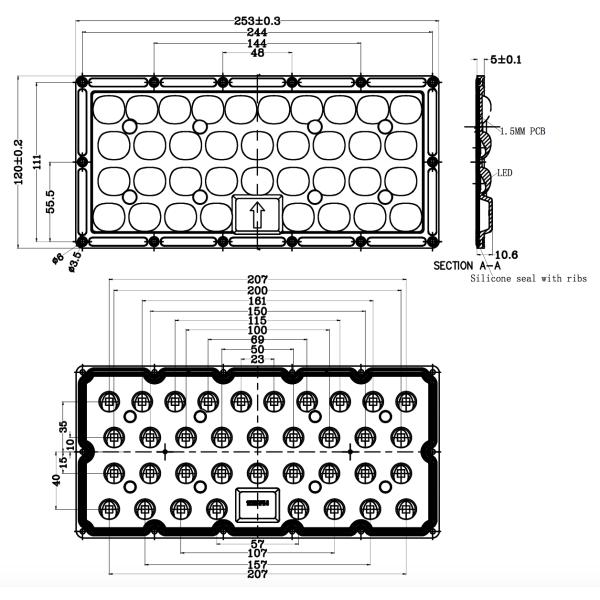 100W привело объектив ПК СИД лампы тоннеля компонентов 3030SMD 5050SMD уличного света