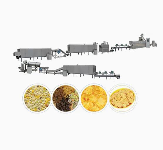 300 - 350kg/H Corn Flakes Processing Line , Puff Snack Extruder