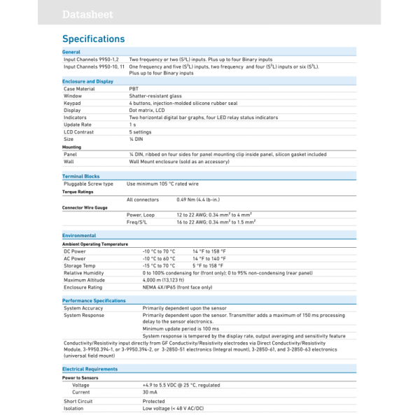 3-9950-1 GF Signet Type 9950 Multi Channel Transmitter