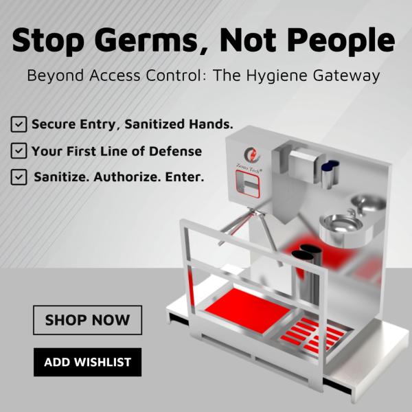 Stainless Steel Tripod Turnstile with Hand Sanitizer Dispenser