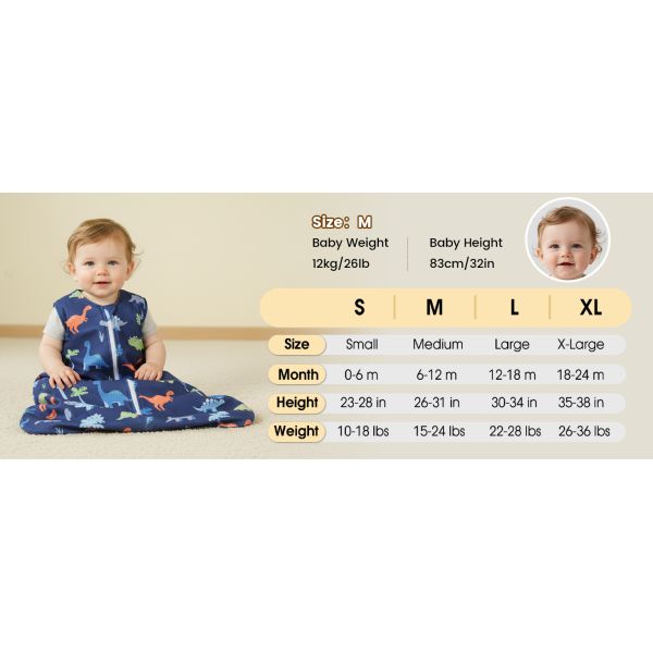 2 Pack Micro-Fleece Baby Sleep Sack with 2-Way Zipper - Comfortable Wearable Blanket With Dinosaur