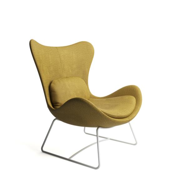 Cosy Seat Fabric Lazy Arm Chair , Leisure Wooden Lounge Chair With Ottoman