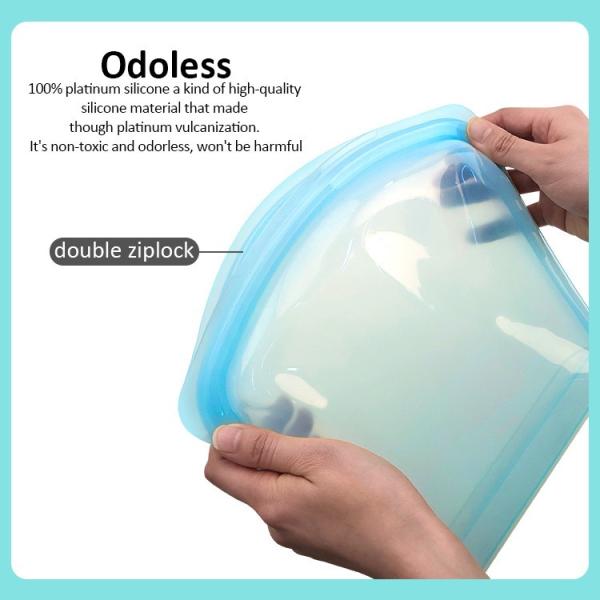 Sacs de conservation alimentaire réutilisables en silicone écologiques – Hermétiques, sans BPA et étanches – Sans danger pour le congélateur, le micro-ondes et le lave-vaisselle – Parfaits pour la préparation des repas, les restes, les aliments pour bébés et les voyages