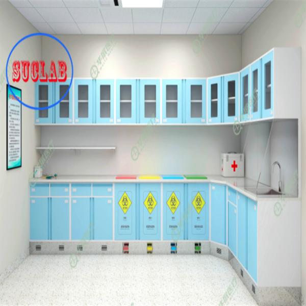 Hospitais Clinica Sala de operação de aço completo Gabinete de descarte Prateleiras ajustáveis Três secções Slider