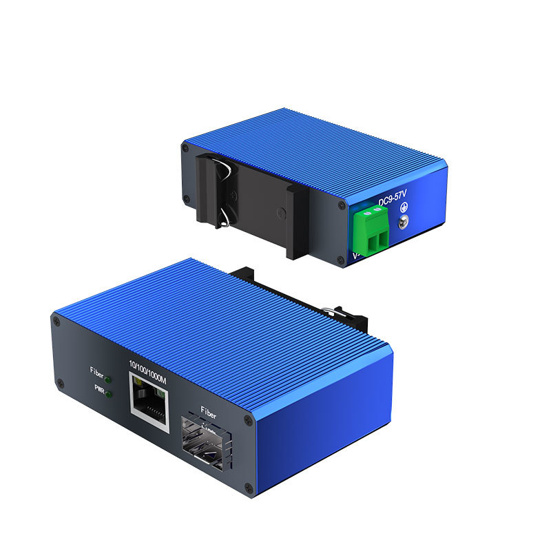 Mini Industrial Gigabit Ethernet Switch 1 SFP Fiber 1 RJ45 Port 1000Mbps Network Switch
