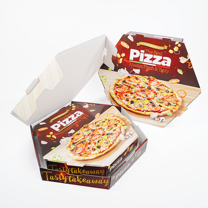Wholesale customized logo eco-friendly and biodegradable corrugated cardboard packaging fast food takeaway pizza box