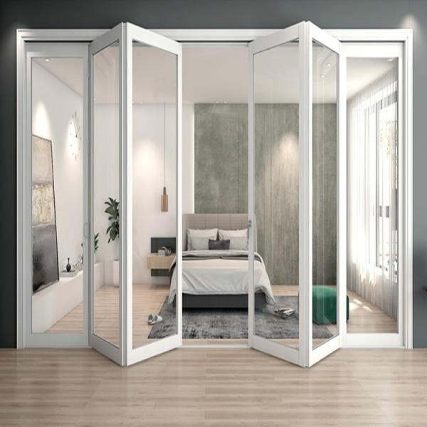 Atualização para porta deslizante de vidro triplex porta dobrável de vidro temperado de liga de alumínio