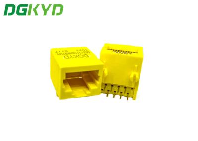 DGKYD56211118IWB1DY1022 PBT de plástico completo amarelo RJ45 conector DIP PCB montado sem lâmpada RJ45 sem transformador