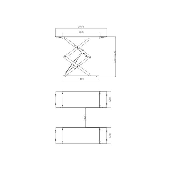 Ground Mounting Scissor Car Lifting Equipment 3000Kgs Capacity 2.2kw Motor
