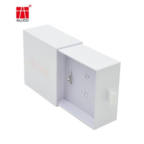 128gsm-400gsm White Cardboard Sliding Drawer Gift Boxes For Earring ODM
