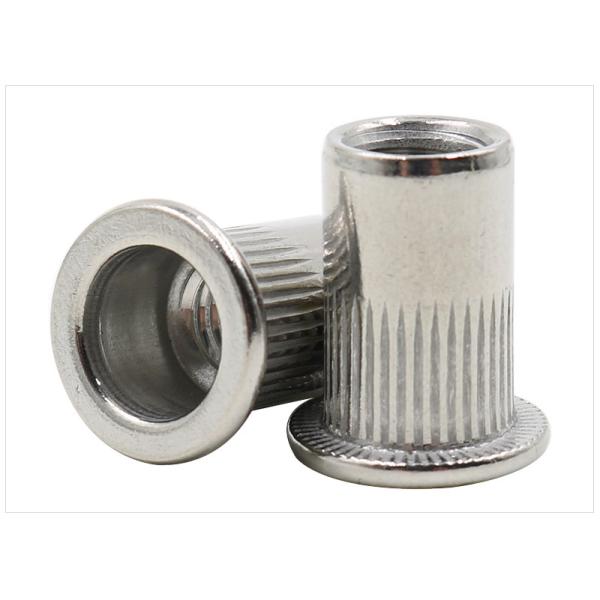 Stainless Steel Flat Head Ribbed Rivet Nuts , Grade 4.8 Grade 12.9 Knurled Rivet Nut