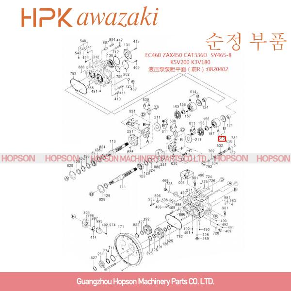  Excavator Hydraulic Pump Parts  K5V200 K3V180 0820402