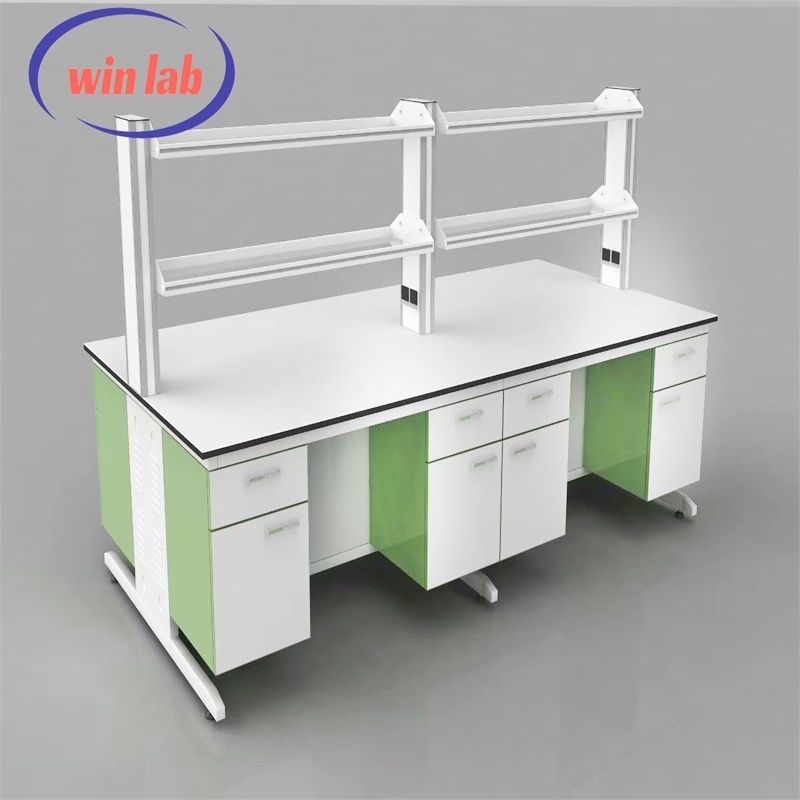 Heavy Duty Lab Work Bench C Frame Laboratory Wall Bench Anti Corrosive With Storage Cabinet