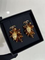 Brown Beaded Luxury Diamond Earrings High End Diamond Earrings With 18K Gold Plated