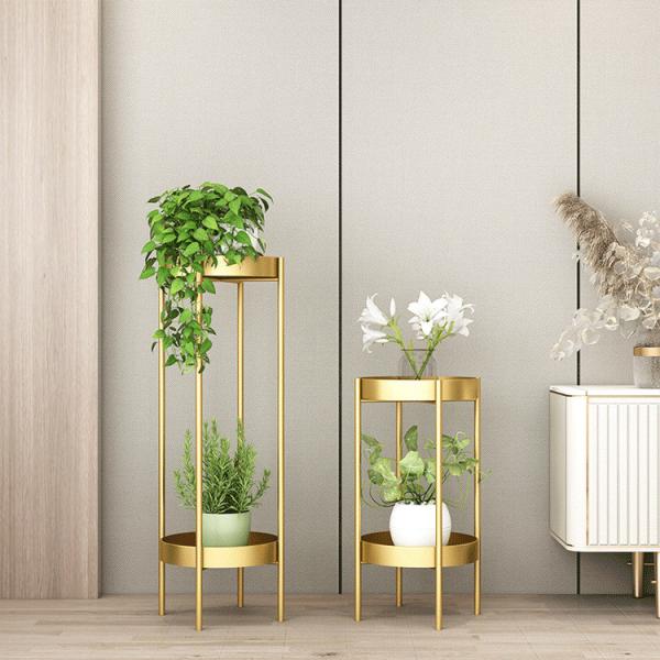 Rustproof Round 80cm Height Two Layer Plant Stand