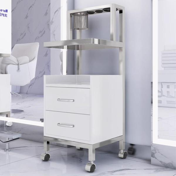 Professional Beauty Salon Rolling Storage Cart with Portable Hairdressing Trolley and Cosmetic Drawers Organizer Cabinet