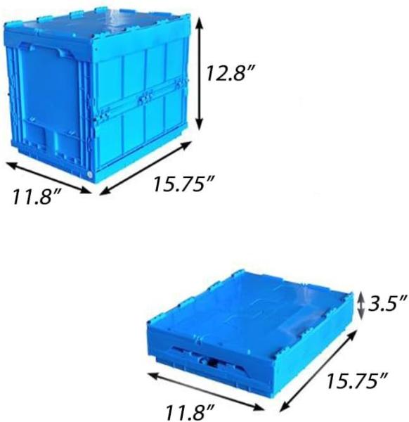 Heavy-Duty Solid Plastic Tote Storage Box With Attached Lid Recyclable Stackable Crate For Logistics And Moving Container