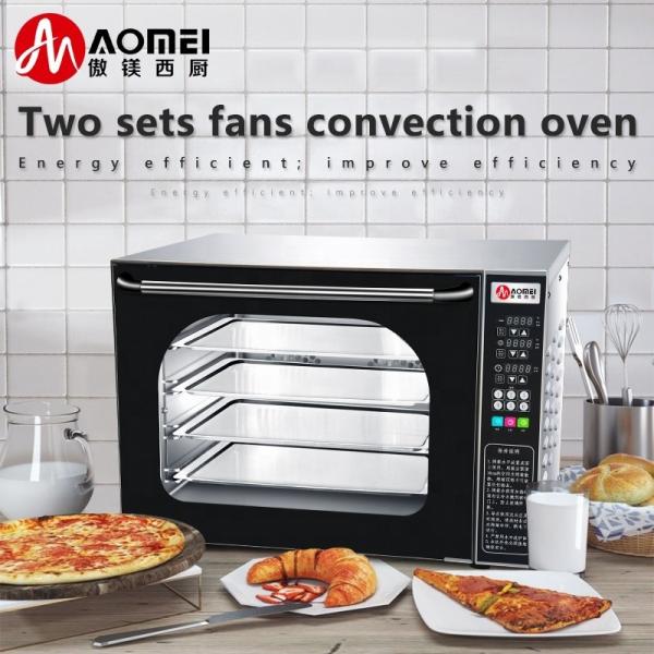 Forno de convecção de vidro digital de aço inoxidável para produção de pão de padaria