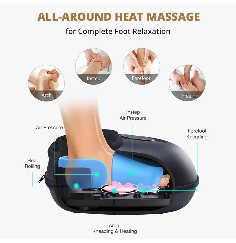 air Relax Compression Blood Circulation Foot Leg Massager Botas De Presoterapia Shiatsu Kneading Electric Rolling Foot Massager