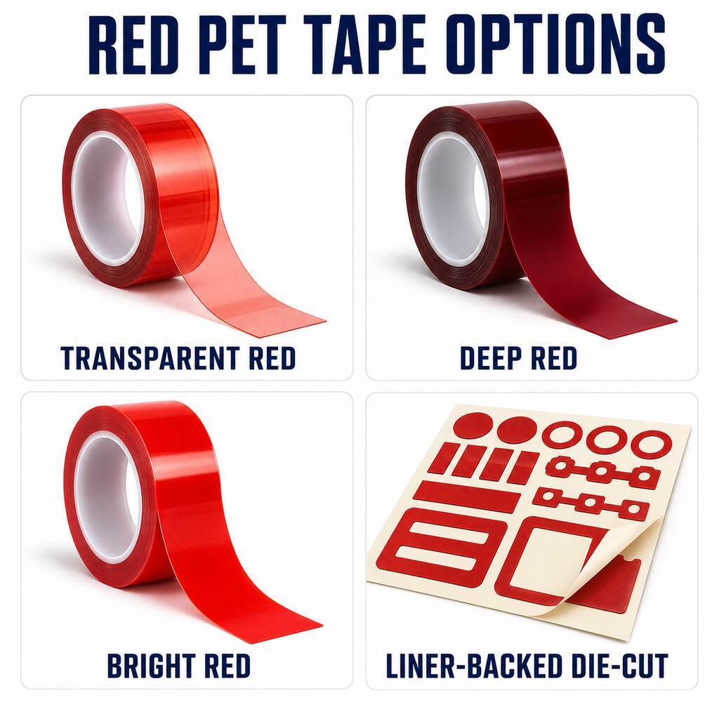 Red PET High Temperature Tape (Red Polyester Masking Tape / Red Powder Coating Tape / High-Visibility Process Protection Tape) – For Grounding Points, No-Spray Areas & PCB Masking
