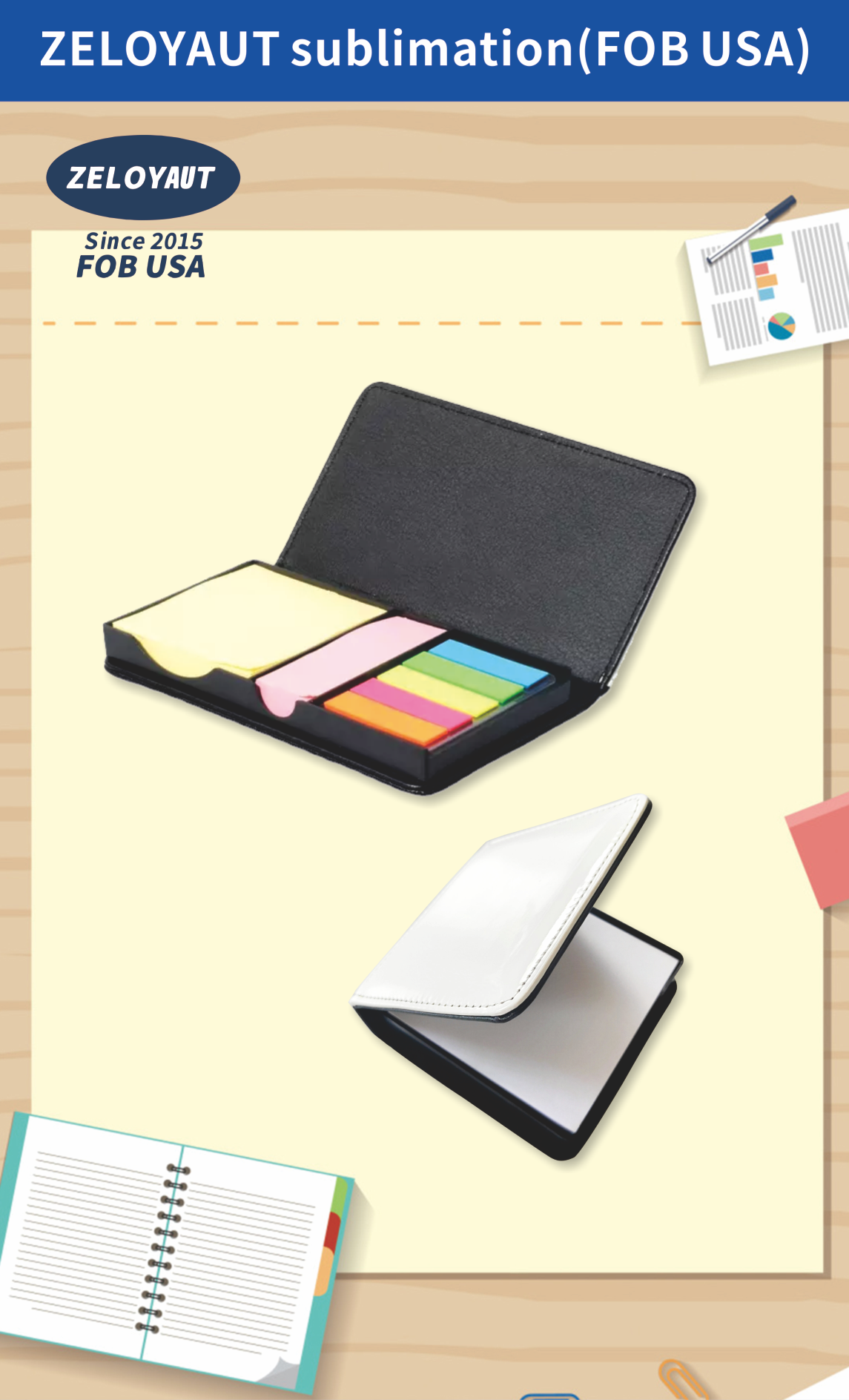 Custom Logo Printed Sublimation Notebook Personalized PU Loose Leaf Memo Book Education Target Wholesale