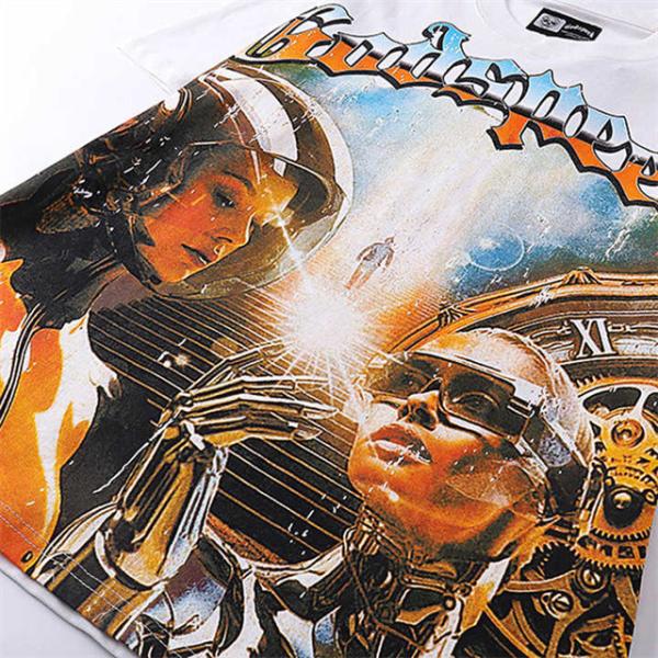 T-Shirt Men Fashion Design Wash Water Black Hip Hop Heavyweight Cotton Tops Tees Graphic Men T Shirt