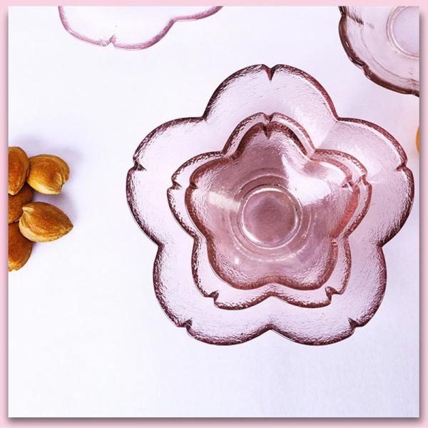 Creative Pink Cherry Blossom Glass Fruit Salad Plate