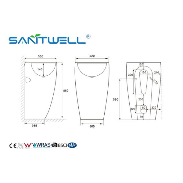 Modern Design Bathroom Pedestal Basins White Color With Compact Structure