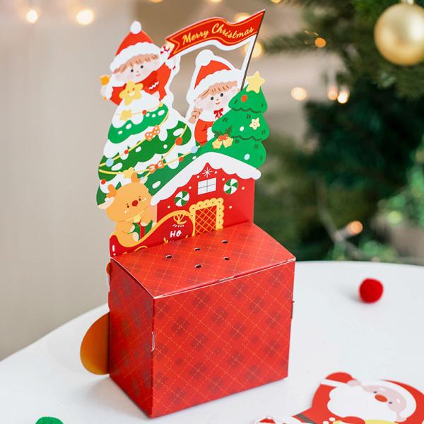 Santa Lollipop Bouquet Box Christmas Surprise Candy Gift Set Red Handheld Packaging