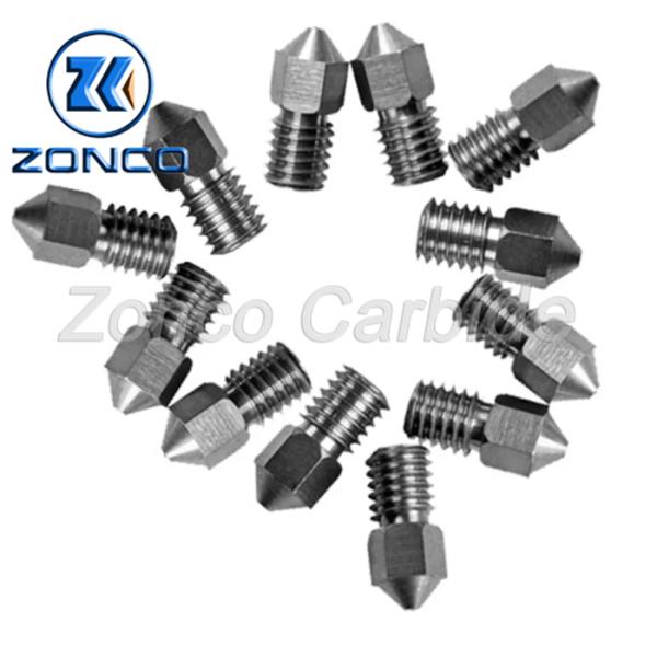 M6 1.75mm 0.4mm Hole Tungsten Carbide Nozzle 3d Printer Wear Resistance