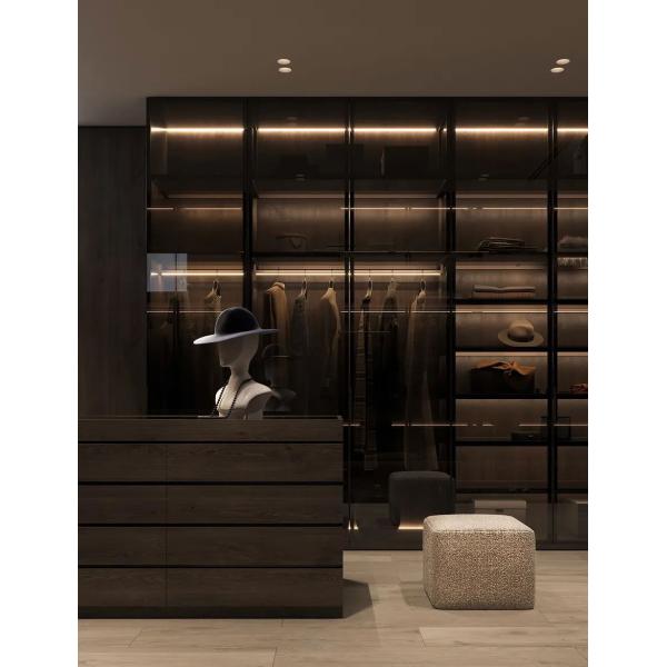 Modern Design Wooden Bedroom Furniture with Glass Door and Cupboards Walk-in Wardrobe