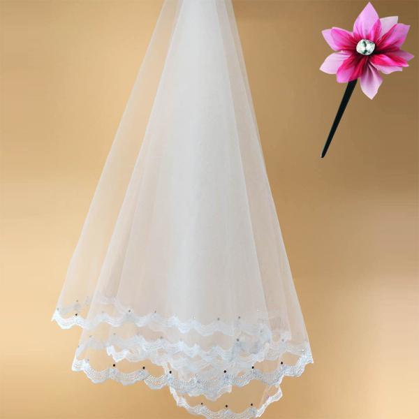 Embroidery  lace with bead   Ivory/White Bridal Veil with Rhinstone Wedding Accessories