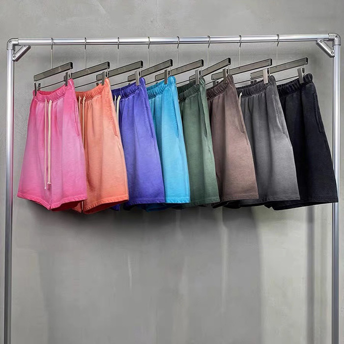430GSM Men's Sweatpants Shorts Gradient Washed Knee Length Sweat Shorts Oversized