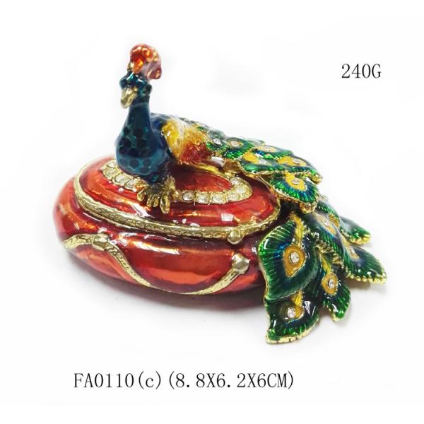 Fashion peacock shaped metal jewelry boxes peacock trinket box jewelry packing box