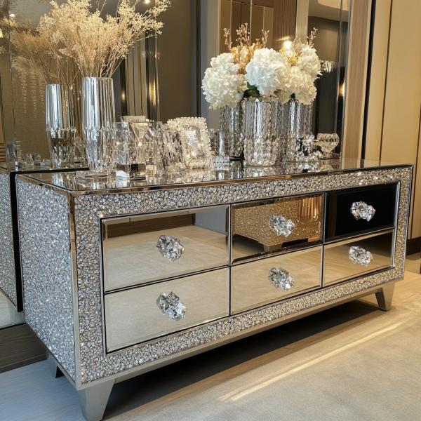 Custom TV Stand Set Latest Design Mirrored TV Console Stand For Modern Luxury Home Decor And Living Room Wooden TV Stands