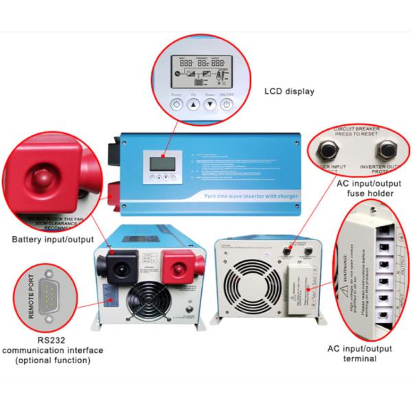 Низкочастотный солнечный инвертор 48VDC/96VDC 6000 ватт одновыходовой