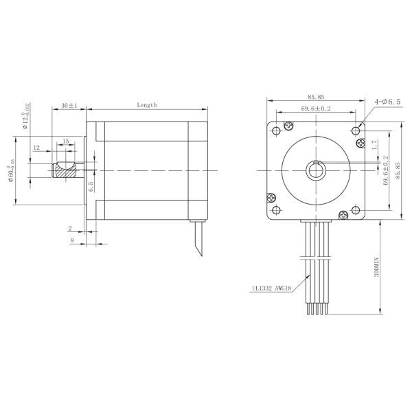 JUNQI Nema34 3 Fases Hybrid Stepper Motor 1,2 graus 67mm comprimento 2,0N.M CNC peças de máquina