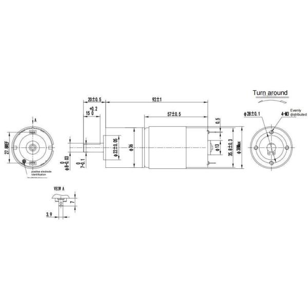 Dc 24V NEMA 14 240RPM 0.64NM 36MM микро- почистил мотор щеткой с коробкой передач