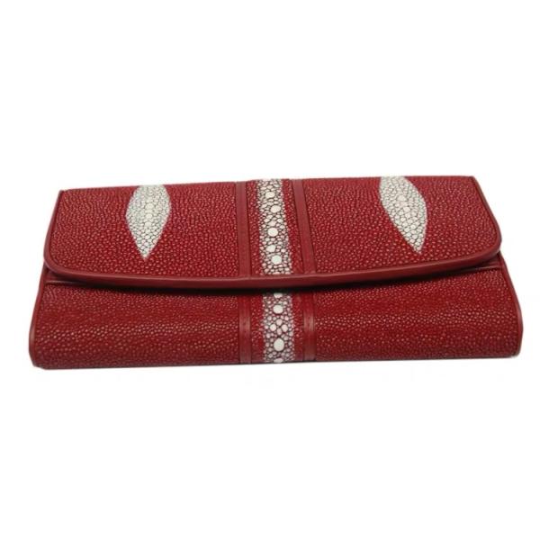 Stingray Skin Unisex Men Long Trifold Wallet Large Male Card Holders Genuine Leather Deep Blue Female Large Clutch Purse