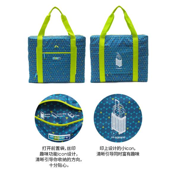 Lightweight Fold Up Carry Bags , High Durability Travel Blue Folding Bag