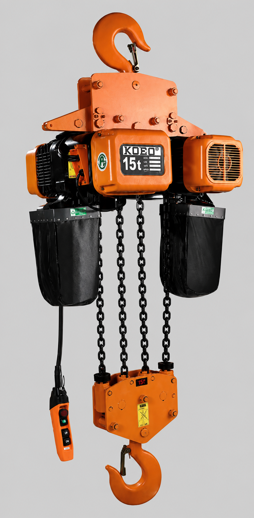 380V Twin Hook Hoist 15 Ton Electric Chain Hoist Heavy Duty G80 Alloy Steel Dual Brake
