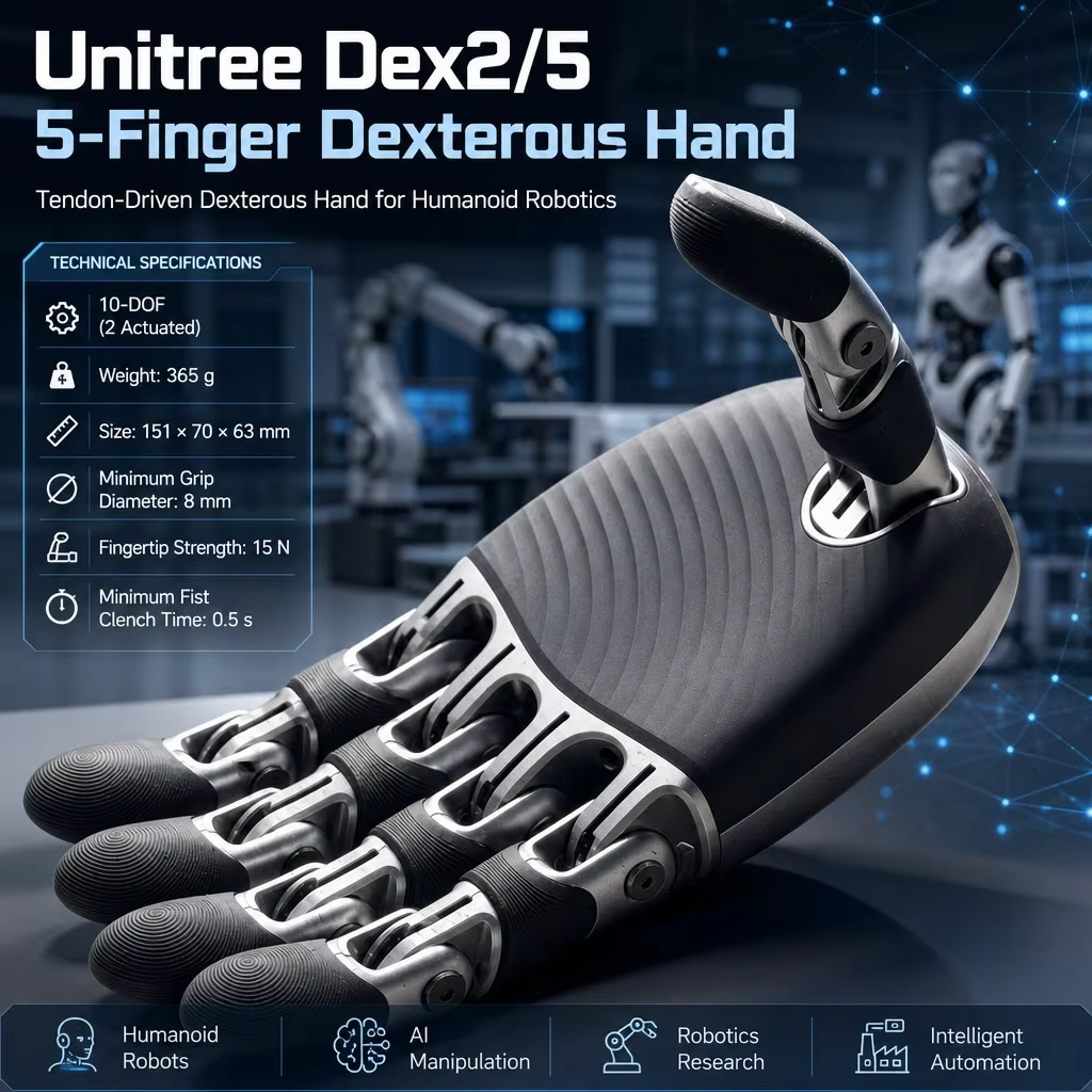 Dex2/5 Dexterous Hand 10 DOF Humanoid Robot Hand Tendon Driven Robotic Hand End Effector