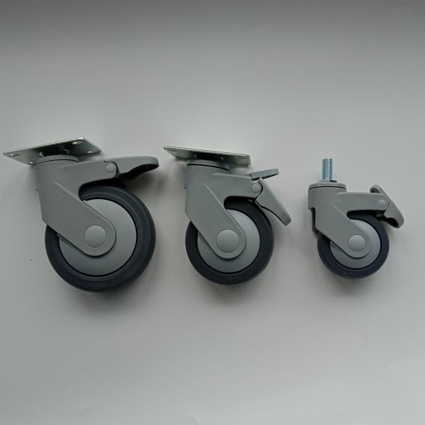 Foot Brake Medical Caster Wheels Durable 2 Inch Black Stem Length