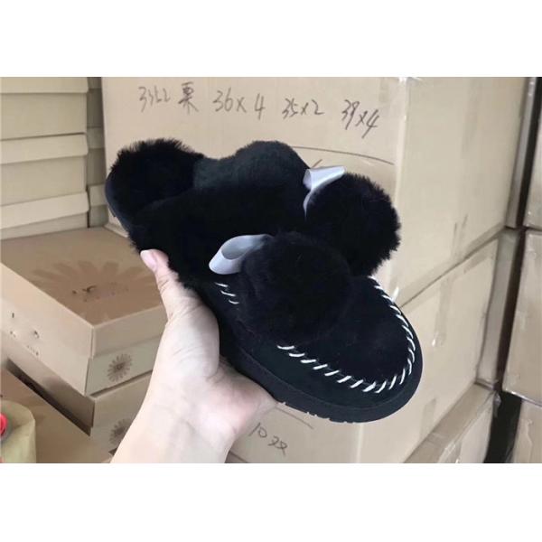 Light Pink Soft Sole Sheep Wool Slippers for Bedroom , Womens House Slippers