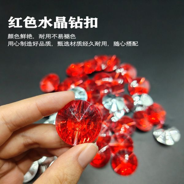 Modern-Style Red Acrylic Round Resin Button Flat Back Crystal Decorative for Kitchen Bathroom Dining and Living Room