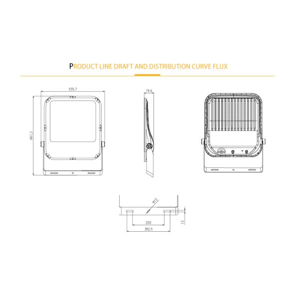 100w Waterproof Outdoor Die Casting Empty Housing Led Floodlights For Football Pitches