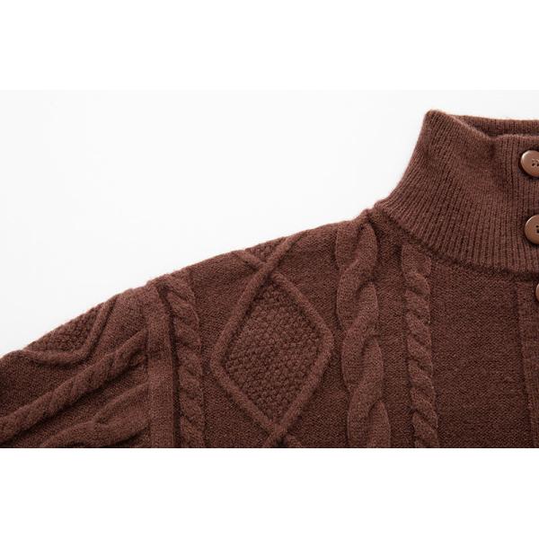 2024 Men's Stand Collar Cardigan Sweater Turtleneck Youth Fastener Decoration Sweater